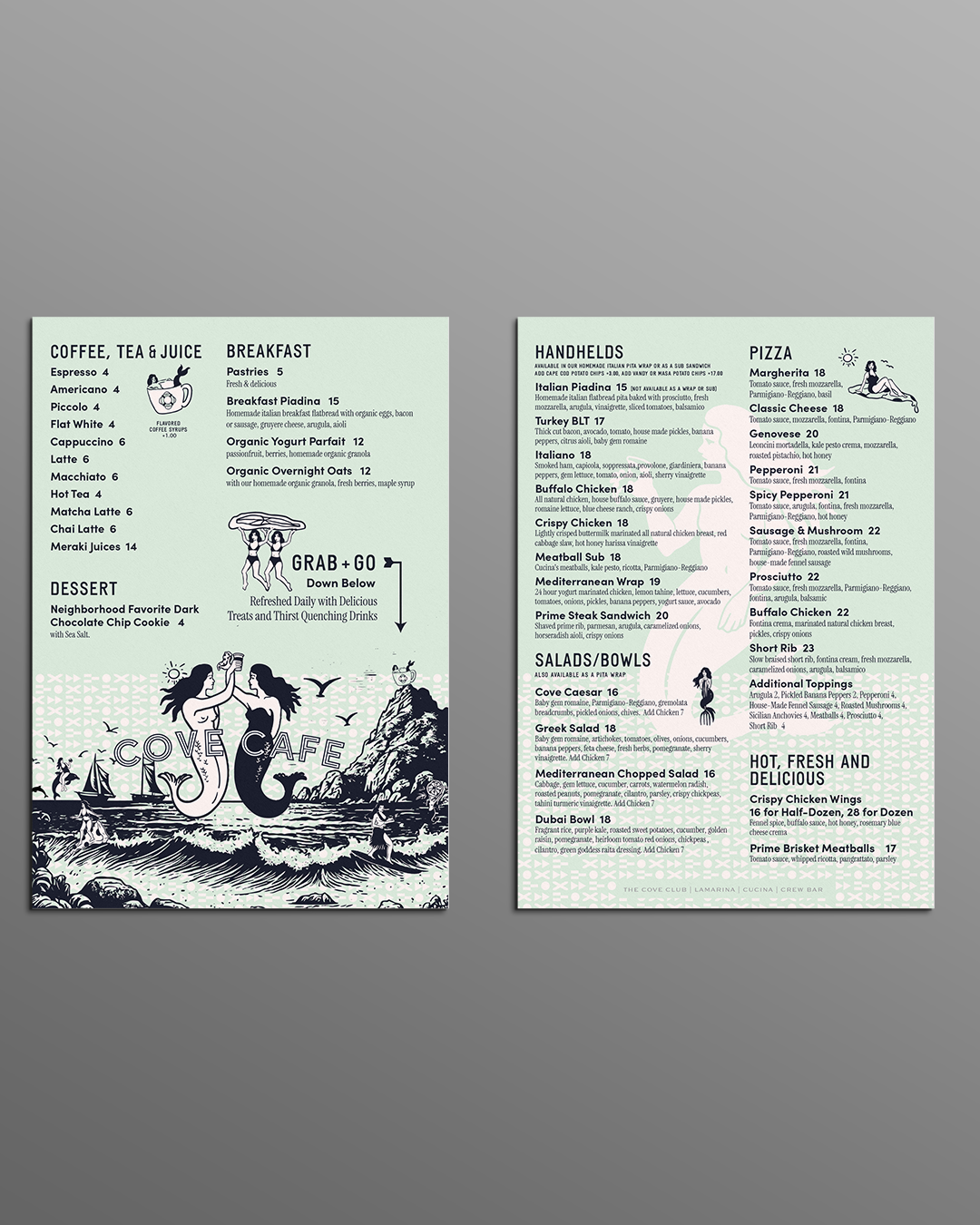 Cove Cafe premium menu design by Lincoln Digital