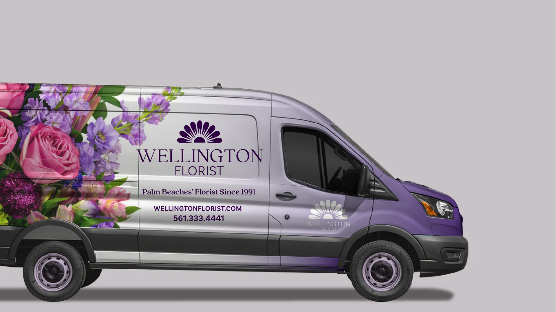 Wellington Florist branded delivery van wrap